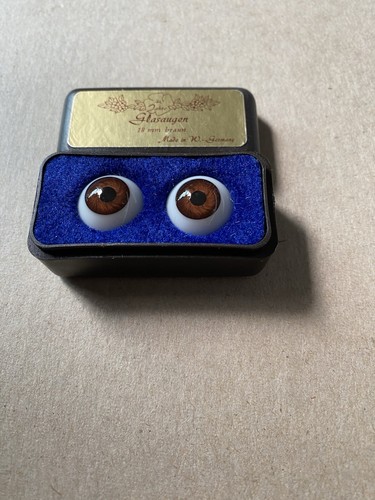 Vtg glasaugen 18mm brown - vtg, doll