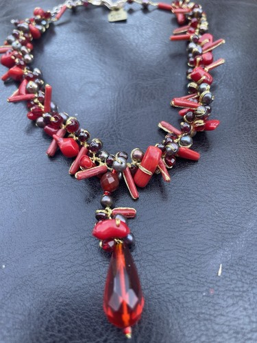 Red coral garnet pearl - garnet,