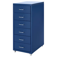 IKEA 6-Drawer Metal Storage Cabinet with Wheels – Blue Unit On Castors 28x69cm