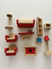 Bundle Of  Red Wooden Dolls House Sitting Room/ Lounge  Furniture