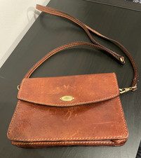The Bridge Leather Handbag Small with Long Strap - Brown