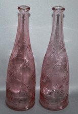 2 IKEA PINK DAISY BOTTLES DESIGNED BY EMMA DAFNAS MADE IN RUSSIA c 1990's