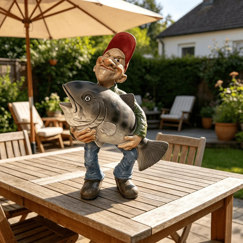 Funny fisherman big fish - fish, resin