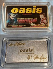 Oasis Concert Ticket Gold Silver Bar Signed Liam Gallagher 90s Retro Indie Music