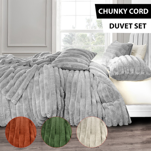 Ribbed cord duvet cover - ribbed, set