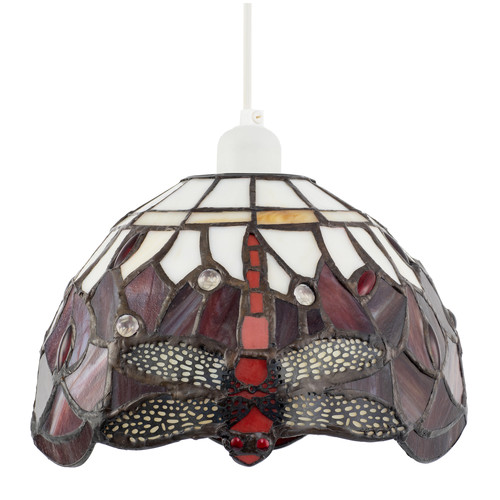 Deep red and - white, stained