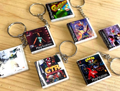 Miniature ps1 game keychains - game,