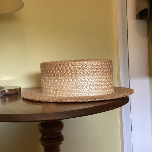 Vintage straw boater hat - ,