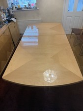 High Gloss Extendable Dining Table Light Maple/Birch Finish & Set of 6 Chairs