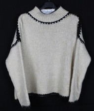 Winter Ladies Soft Knitted Italian Blanket Stitch Casual Warm High Neck Jumper