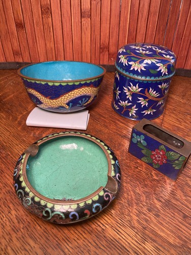 Cloisonné vtg trinket box - trinket,