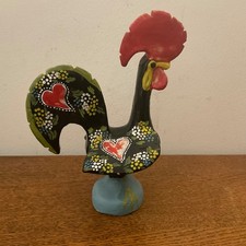 Vintage Portuguese Cockerel rooster  pottery ornament.  hand painted