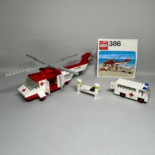 Vintage LEGO Set 386 Red Cross Helicopter and Ambulance COMPLETE + Manual NO BOX