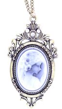 Wedgewood style cameo pendant on a bronze chain necklace. Large 8cm long pendant