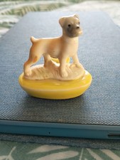RETRO WADE BOXER DOG CANDLE HOLDER - yellow 