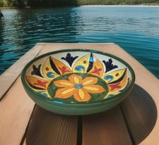 Divine Deli Vibrant Hand Painted Pottery Fruit Pasta Serving Display Bowl Dish