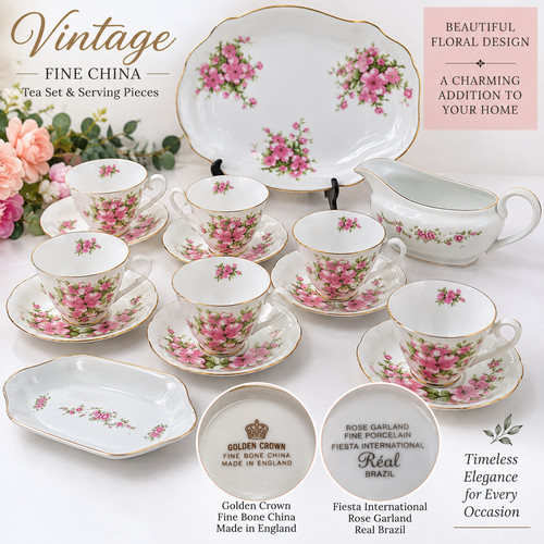 Vintage floral tea - floral, golden
