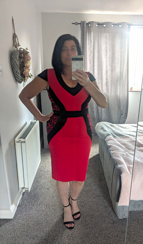 Quiz red black lace bodycon - red, &