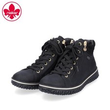 Rieker Womens Black Warm Lined Ankle Boots Side Zip Faux Nubuck Ladies - Z4263