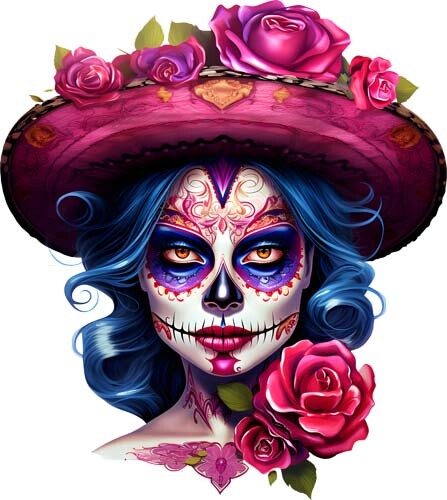 Mexican halloween rose skull - mexican,