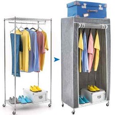 art moon Buffalo -Wardrobe on Wheels, Heavy Duty Clothes Fabric Cover Grey
