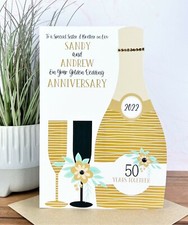 Large Personalised Handmade 50th Golden Wedding Anniversary Card