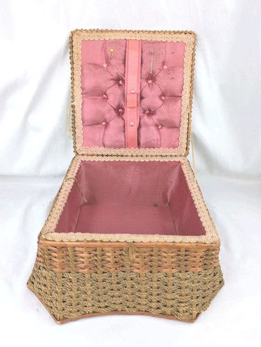 Vintage wicker sewing basket - vintage,