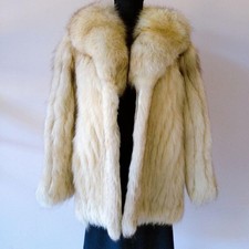 Josephine Blue Fox Real Fur Coat XS-S Beige Fox Jacket Vintage Rnak D