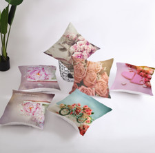 18''X18'' LOVE FLOWER ROSE POLYESTER CUSHION COVER PILLOW CASE HOME SOFA DECOR
