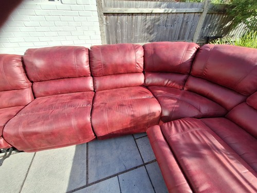 Red leather piece right - red, hand