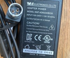 24V 2.5A W&T-AD60240B250 3-Pin Kycon Power Supply Mains Adapter PSU