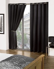 Thermal Thick Blackout Curtains 2 Panel Ready Made Eyelet Ring Top Curtains Cali