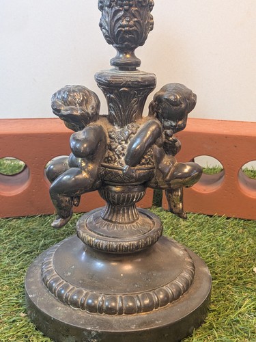 Vintage metal cherub lamp - vintage,