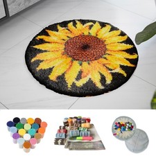 DIY Latch Hook Set Rug Making Crafts Material Kits - Sunflower Embroidery Carpet