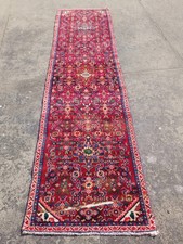 Distressed Vintage Traditional Handmade Persian Wool Multicolor Rug 318x82cm