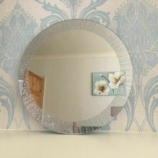 SILVER GLITTER SPARKLE MIRROR 50CM ROUND silver sunburst dressing WALL MIRROR