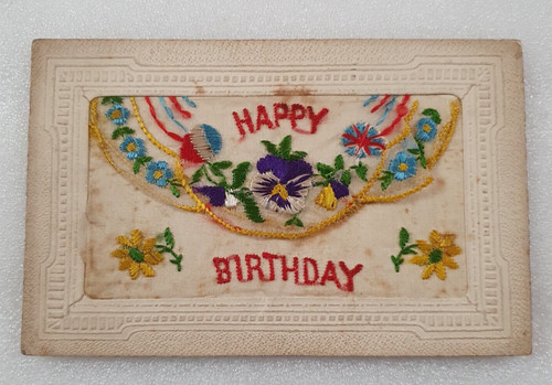 Ww1 embroidered silk postcard - embroidered,