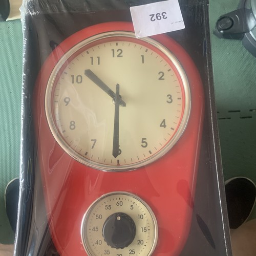 Red kitchen clock with - with,