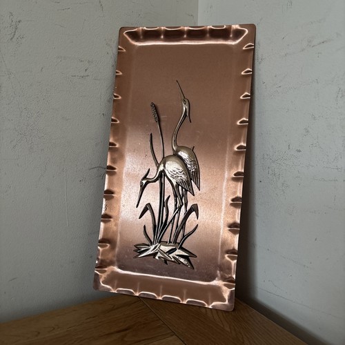 Vintage copper wall art cranes - vintage,