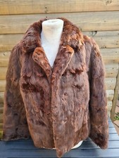 VINTAGE CHOCOLATE BROWN MUSQUASH REAL FUR SHORT STROLLER COAT JACKET FLOWERS