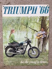 Triumph 66 Bonneville British Motorcycle Ad Trophy TR6 Vintage Poster Metal Sign