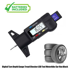 Digital Tyre Depth Gauge Tread Checker LCD Tool For Motorbike Car Van Bike Black