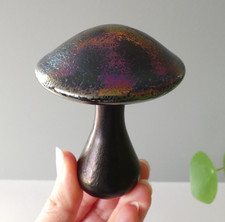 Vintage Village Glass Scotland Paperweight Mushroom Toadstool Iridescent Lustre