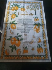 Vintage LIMONCELLO Cotton Tea Towel Lemon Lemonade Recipe Towel