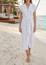 ZARA LINEN SHIRT DRESS WITH