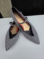 Ted Baker Gingham Check Flat Strappy Ballet Pumps Shoes Sz 5 - 6 uk