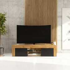 130cm Oak & Black Matt TV Unit