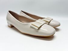 Cream Patent Wide Fit Pump Shoes With Bow Detail - Size UK 7 - New - Unboxed