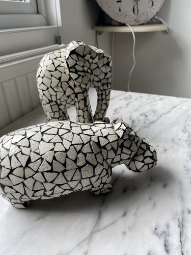 Mosaic ostrich egg - egg, wooden