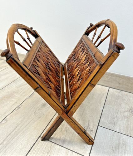 Vintage folding bamboo wicker - vintage,